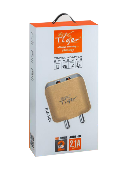 Tiger 2 Port 10W Fast Charger with Charging Cable (HC3) - Image 3