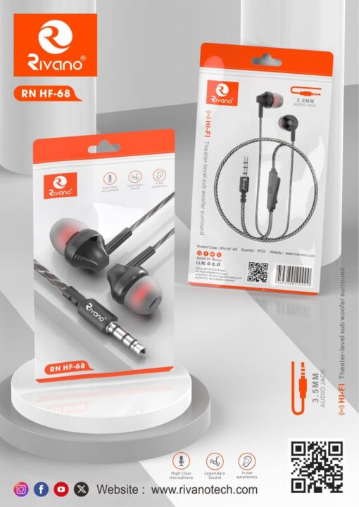 Rivano Heavy Wire Headphone with Mic HF68 - Image 3