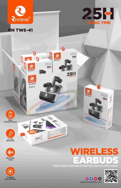 Rivano 25 Hours Playtime Earbuds | RN-TWS 41 - Image 3