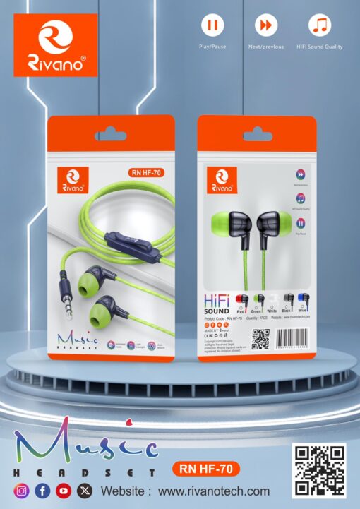 Rivano HF70 Headset with Mic - Image 2