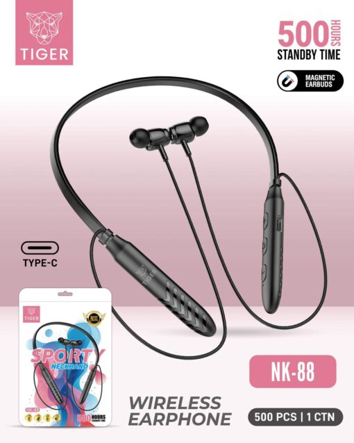 Tiger NK88 Bluetooth Neckband with Type-C Charging