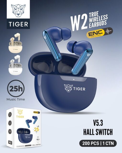 Tiger W2 25 Hours Earbuds | ENC Noise Cancellation