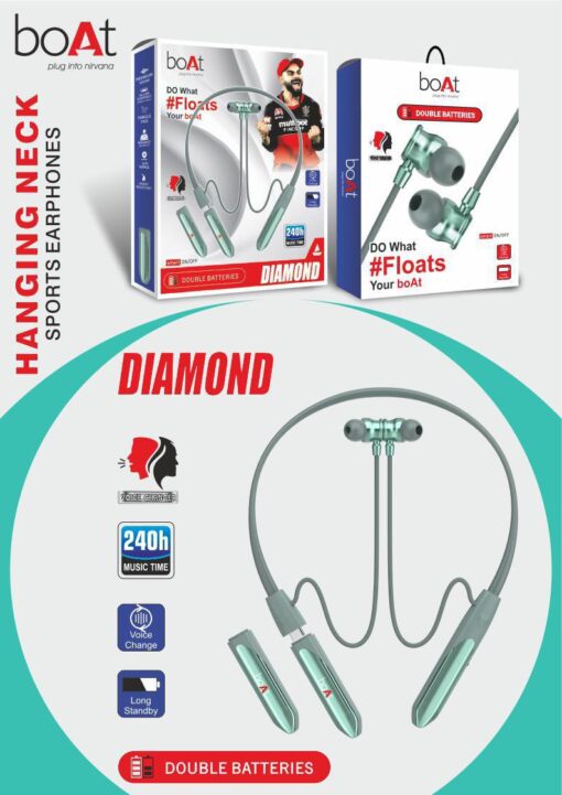 Boat Double Battery Voice Changer Bluetooth Neckband Removable Battery | 240 Hours Playtime
